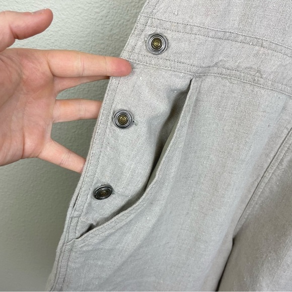 VTG The Territory Ahead Women's Small 100% Linen Tan Cinch Back Overall Shorts - Picture 5 of 16